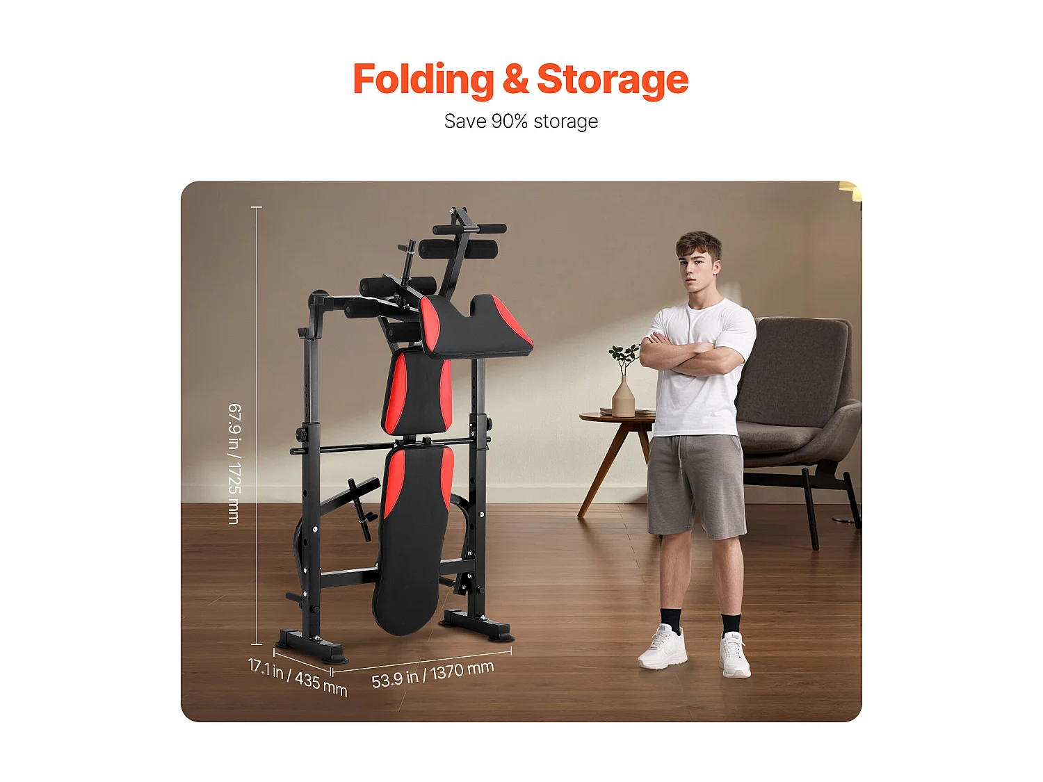 Banc de Musculation SucceBuy pour Salle de Sport à Domicile, Capacité 299 kg, Réglable et Pliable