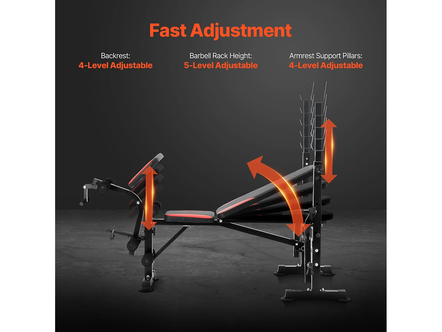 Banc de Musculation SucceBuy pour Salle de Sport à Domicile, Capacité 299 kg, Réglable et Pliable