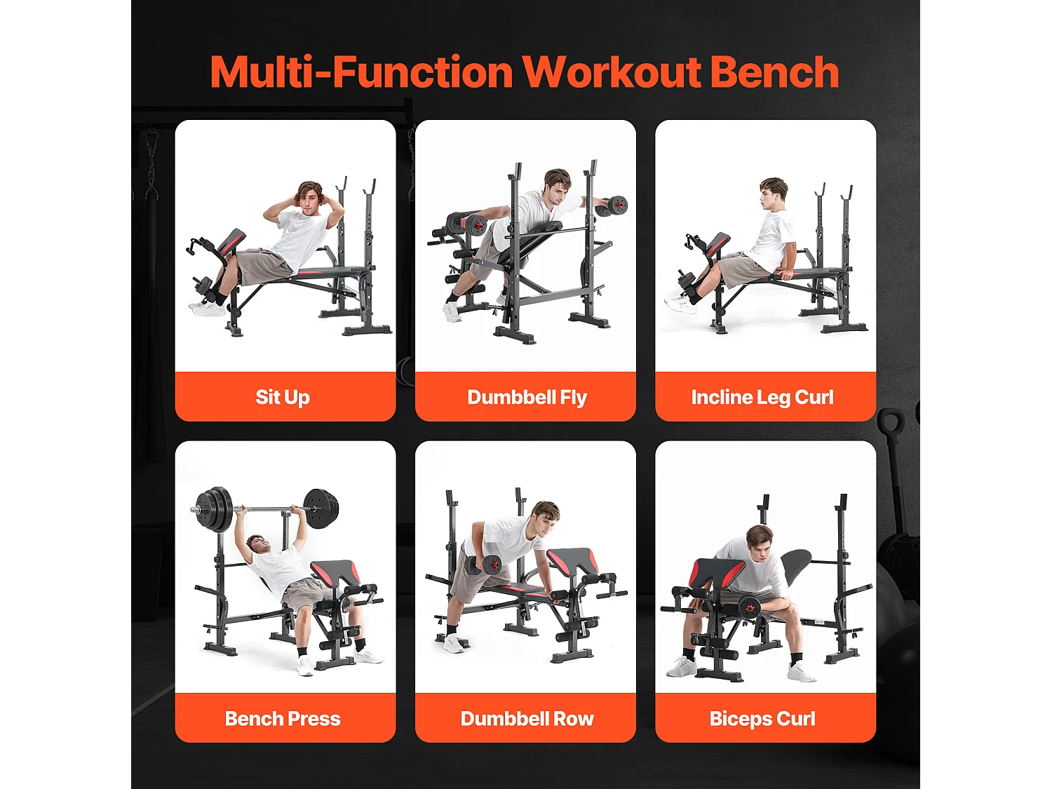 Banc de Musculation SucceBuy pour Salle de Sport à Domicile, Capacité 299 kg, Réglable et Pliable