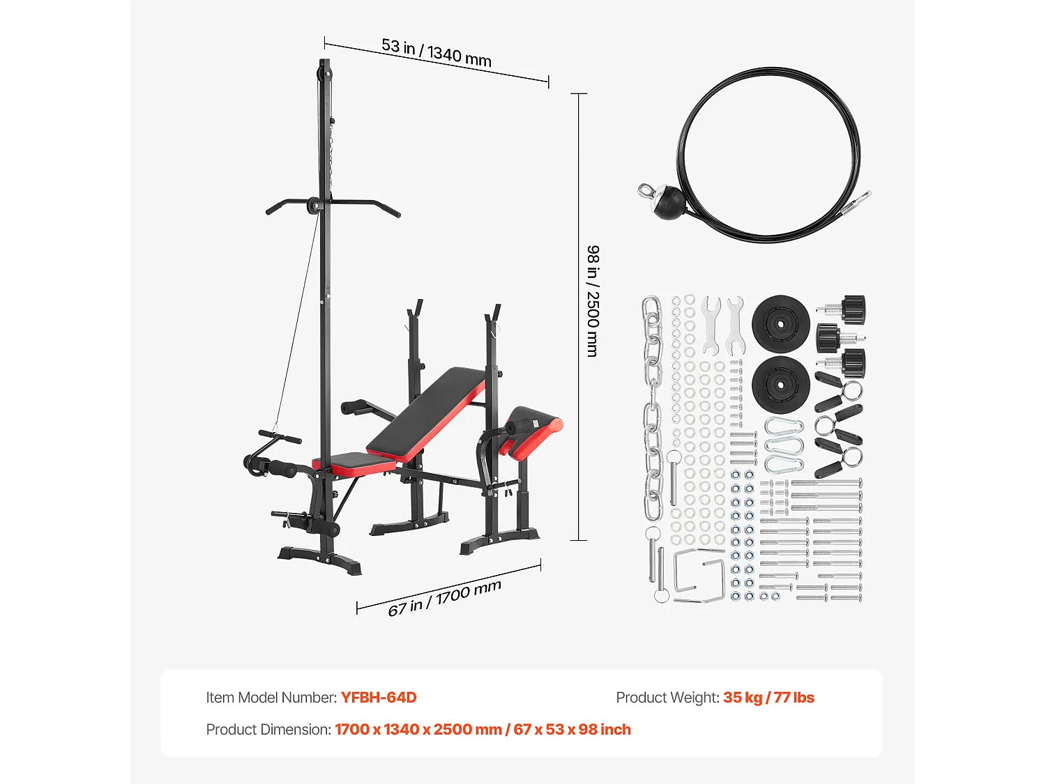 Panca Pesi Regolabile SucceBuy per Allenamento in Palestra a Casa, Panca per Addominali