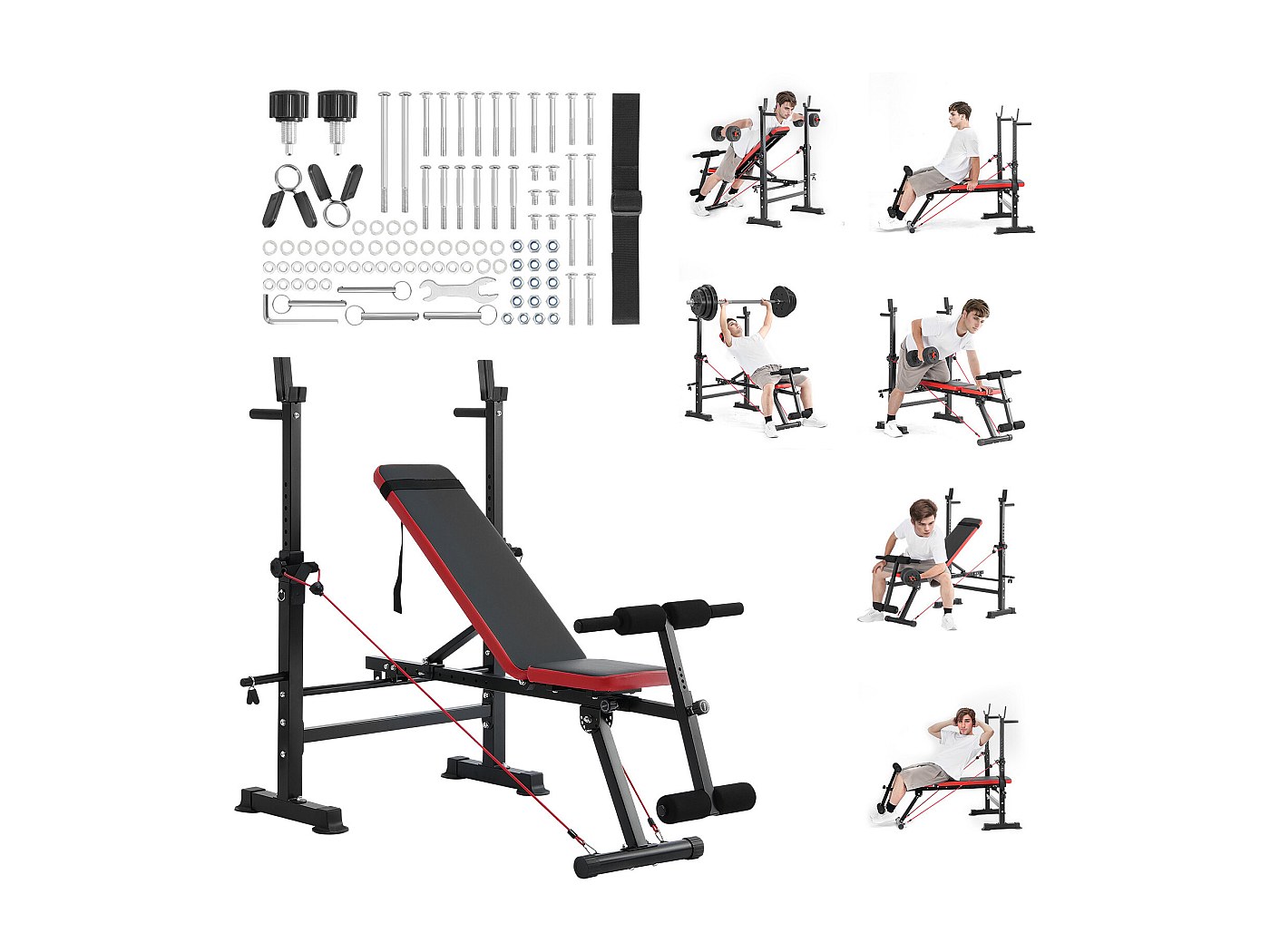 Dskeuzeew Banc de musculation pliable et ajustable, 300KG-660LB Banc de