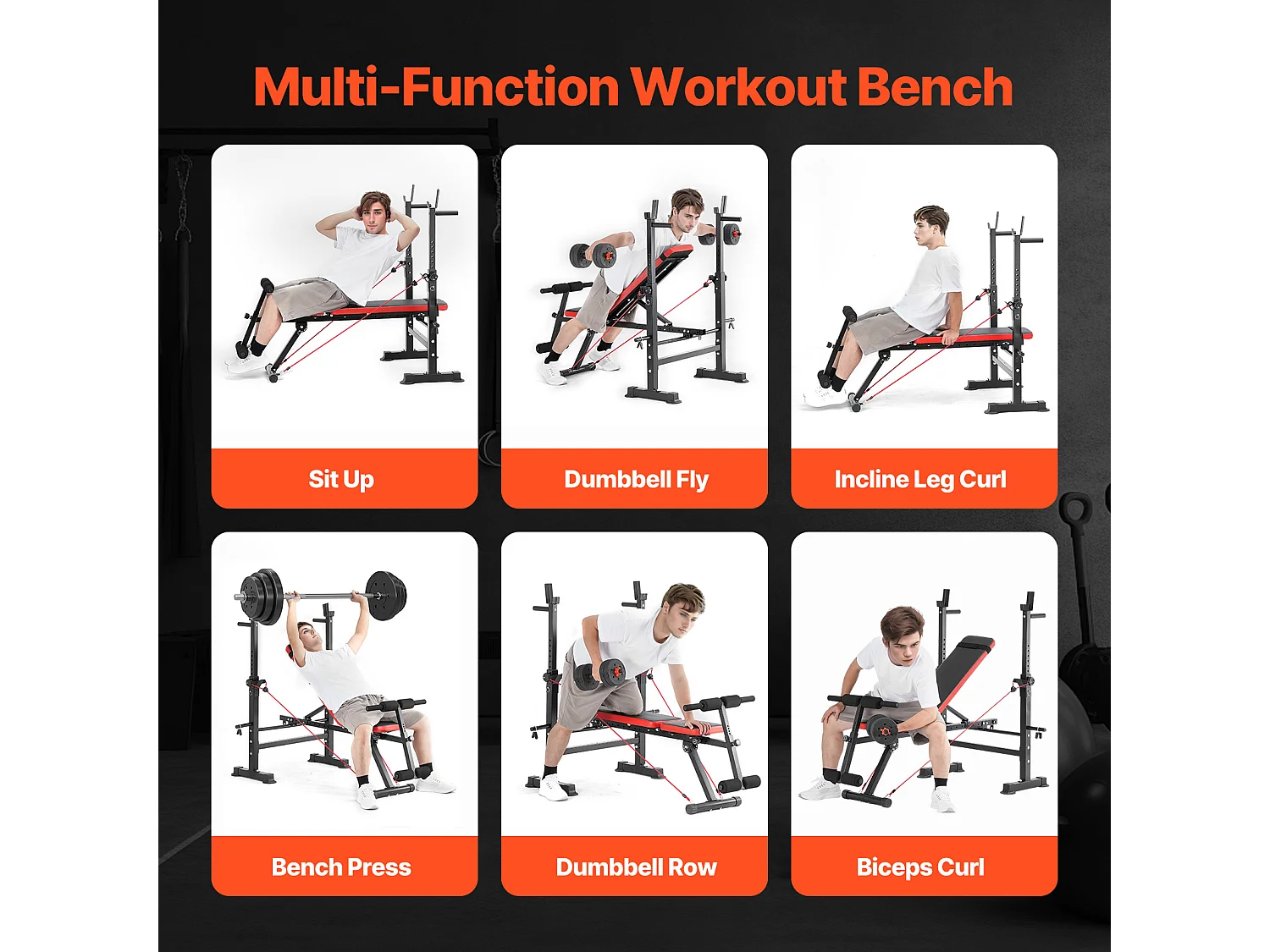 Banc de Musculation SucceBuy, Réglable et Pliable pour Musculation à Domicile