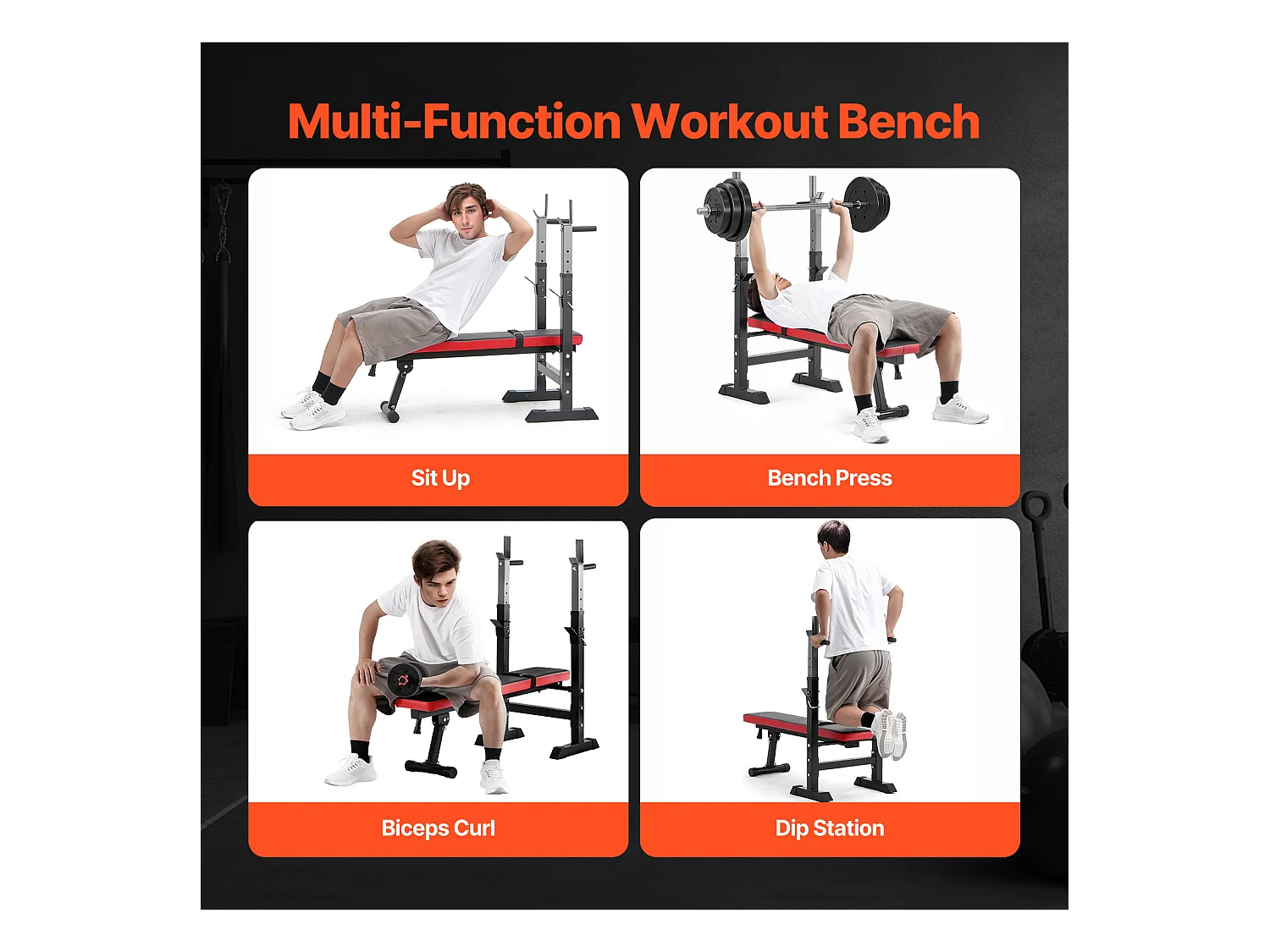 Hantelbank SucceBuy für das Fitnessstudio zu Hause, Verstellbare und Zusammenklappbare für Krafttraining