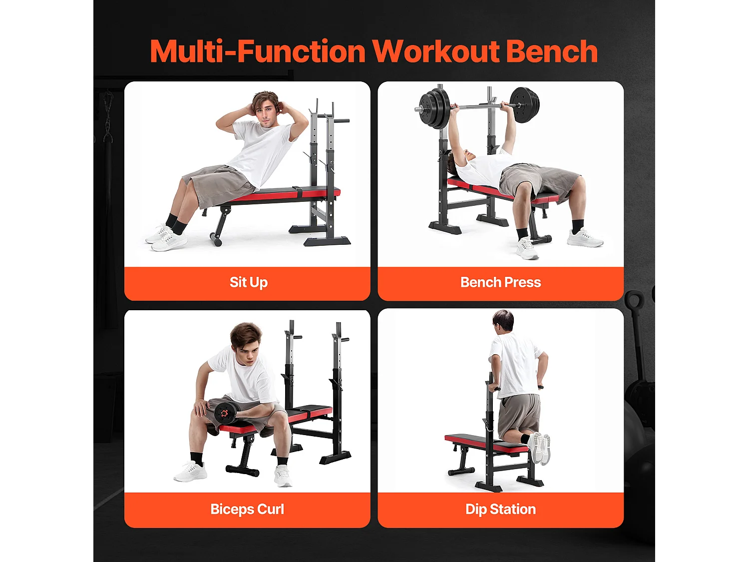 Hantelbank SucceBuy für das Fitnessstudio zu Hause, Verstellbare und Zusammenklappbare für Krafttraining