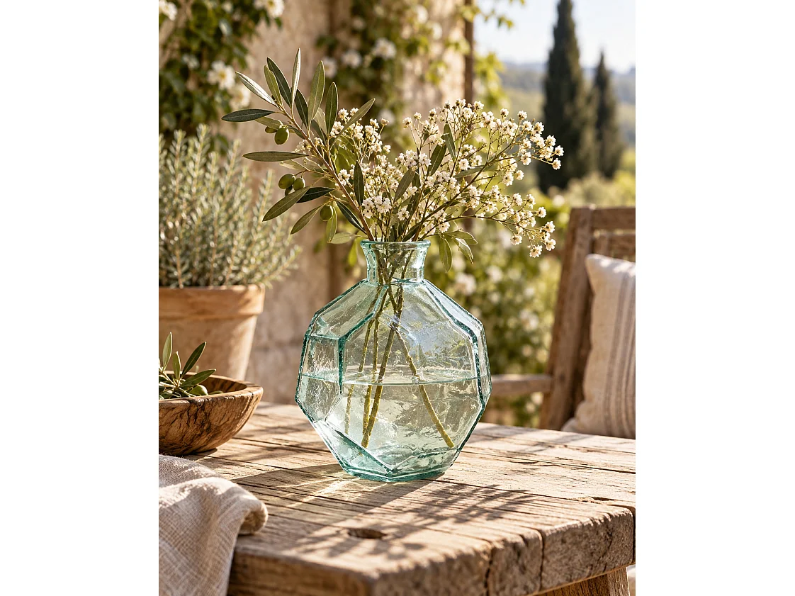 Die Round Origami Vase - Blau