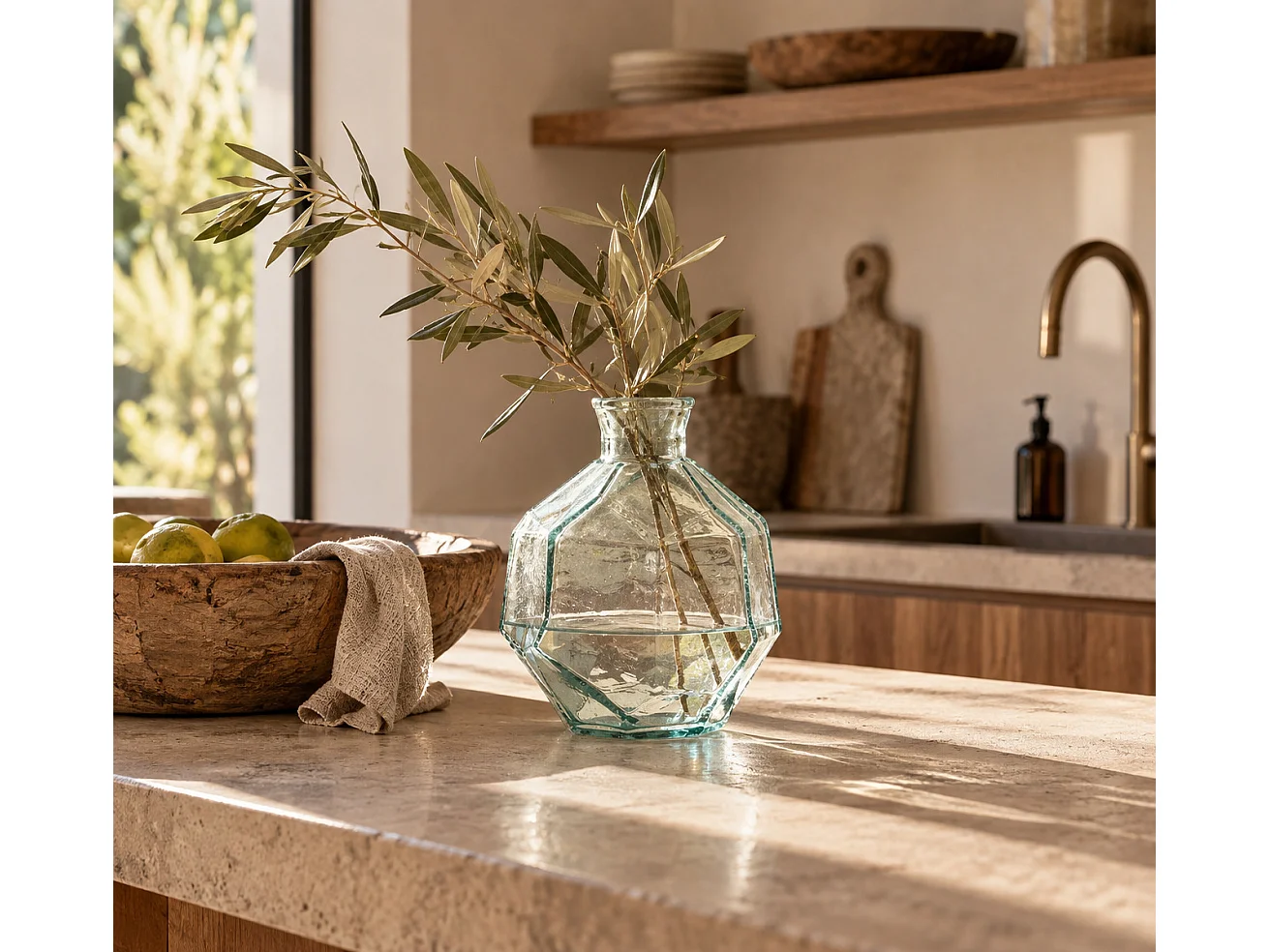 Die Round Origami Vase - Blau