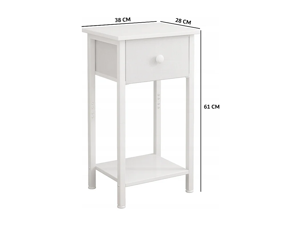 Stolik nocny, szafka z szufladą, biały, do sypialni