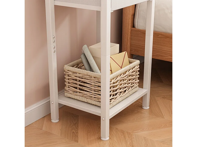 Stolik nocny, szafka z szufladą, biały, do sypialni