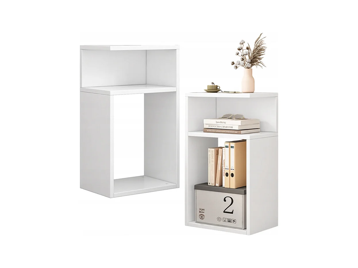 Table de chevet, blanche, pour chambre et salon, moderne