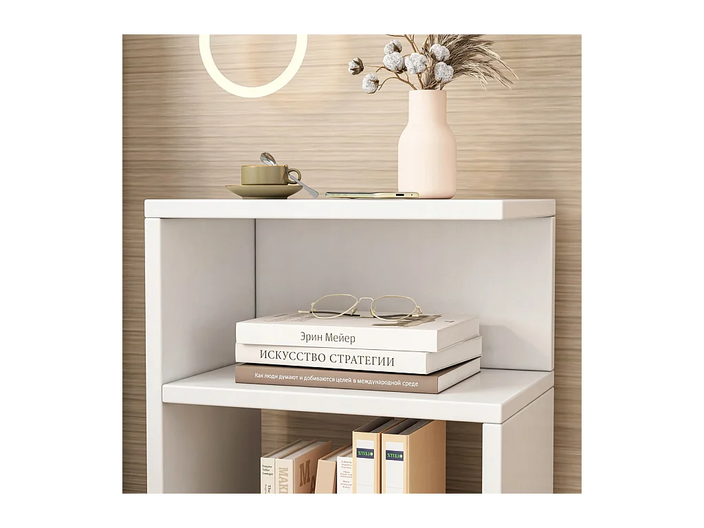 Table de chevet, blanche, pour chambre et salon, moderne