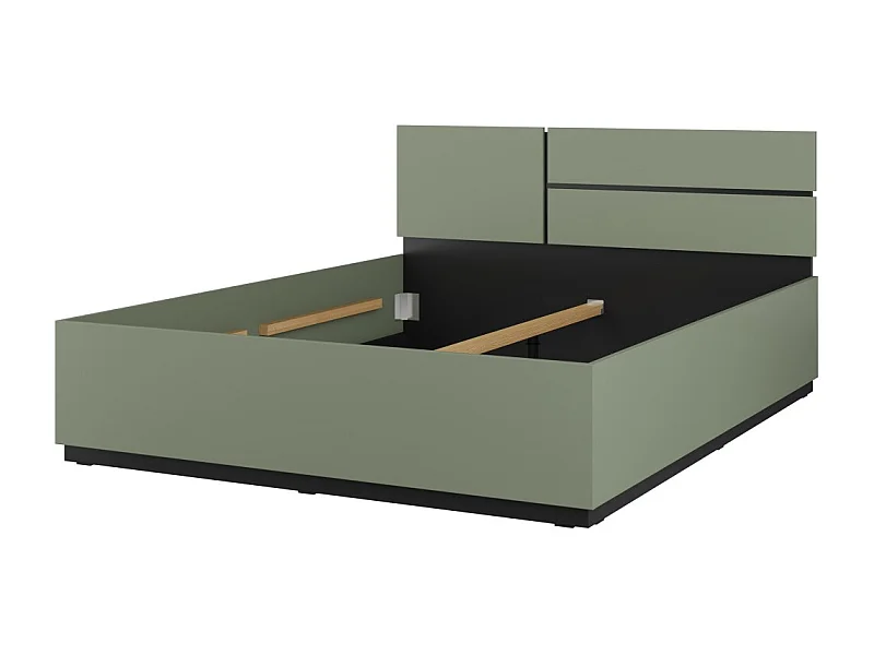 Lit HAVANA 160x200 cm – Coloris vert sauge et noir – Structure robuste et design moderne