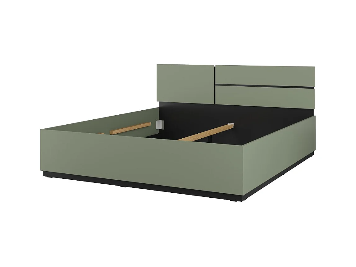 Cama HAVANA 180x200 cm – Cor verde-sálvia e preto – Cama de design moderno para quarto de adulto
