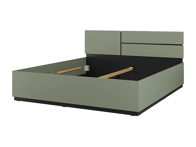 Cama HAVANA 180x200 cm – Color salvia verde y negro – Cama de diseño moderno para habitación adulta