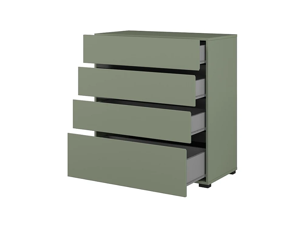 Commode HAVANA – 4 tiroirs – Coloris vert sauge et noir – Style moderne et rangement compact