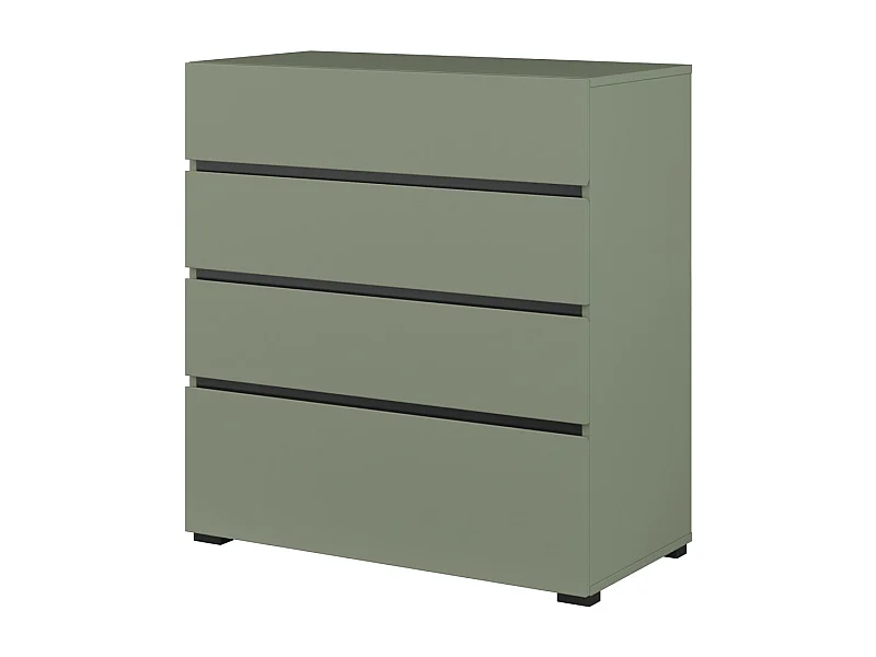 Commode HAVANA – 4 tiroirs – Coloris vert sauge et noir – Style moderne et rangement compact