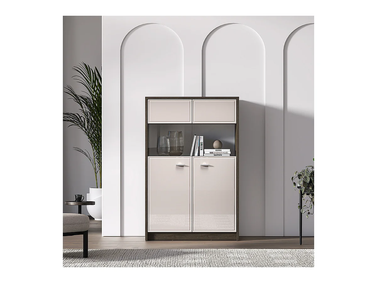 Kaius Kaschmir und Dunkles Holz 2-türige Kommode