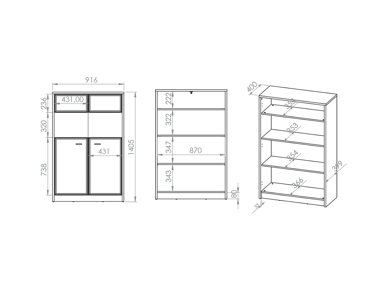 Kaius Kaschmir und Dunkles Holz 2-türige Kommode