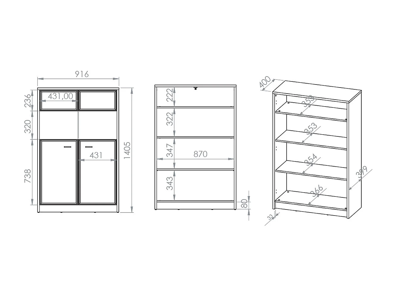 Vaisselier 2 portes Kaius Cachemire et Bois foncé