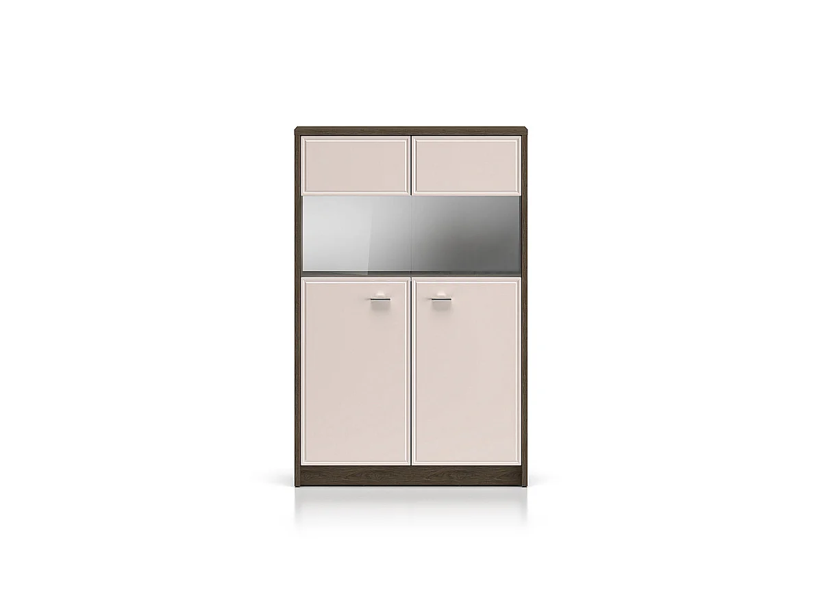 Geschirrschrank 2 Türen Kaius Kaschmir und Dunkles Holz