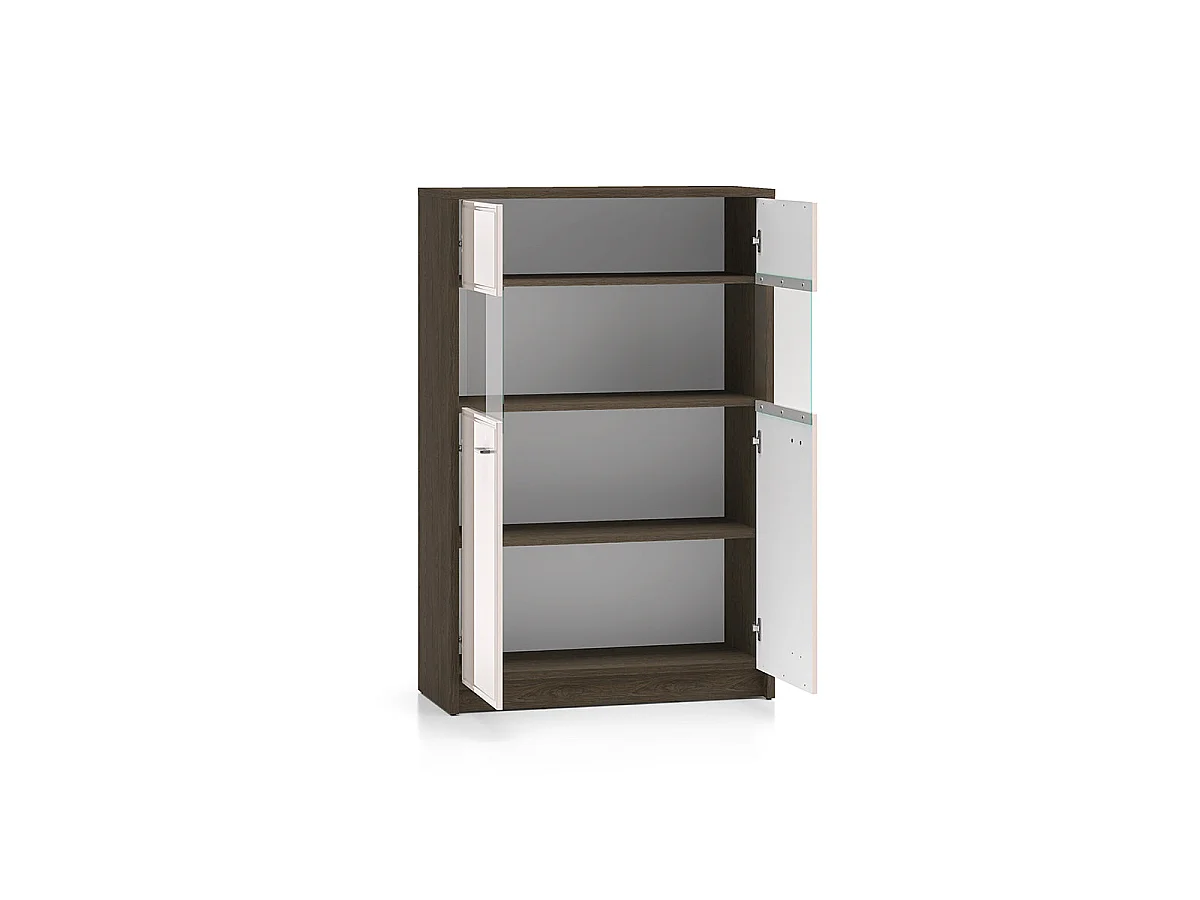 Geschirrschrank 2 Türen Kaius Kaschmir und Dunkles Holz