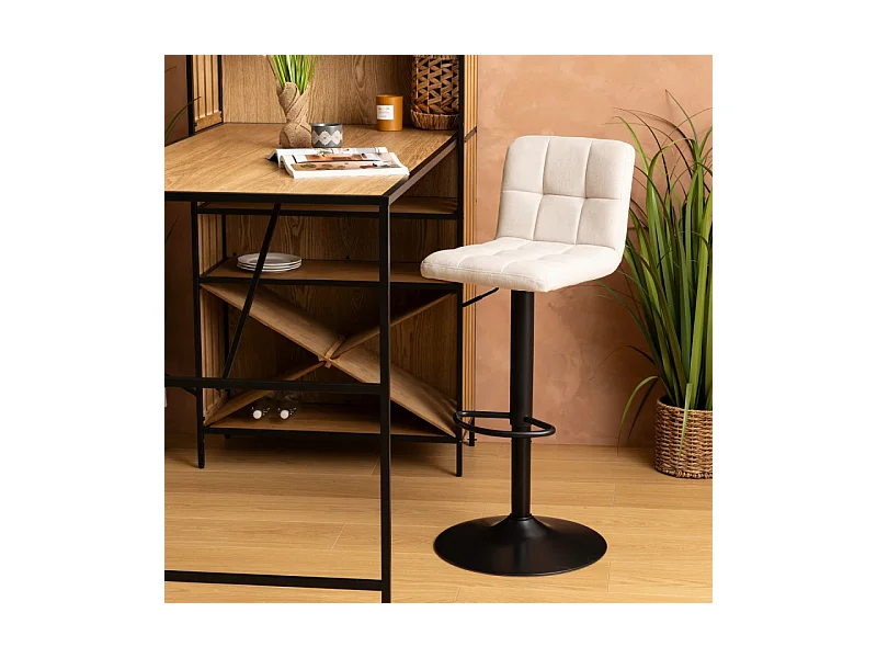 Lot de 2 Chaises de Bar Ajustable "Delek" 104cm Beige