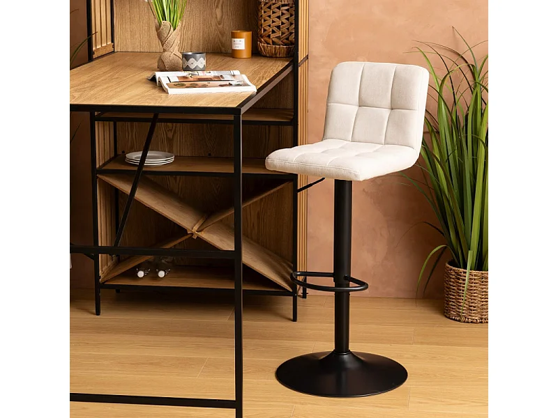 Lot de 2 Chaises de Bar Ajustable "Delek" 104cm Beige