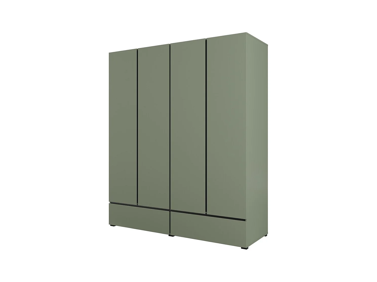 Armoire HAVANA 180 cm – 4 portes + 2 tiroirs – Coloris vert sauge et noir – Design moderne et grande capacité