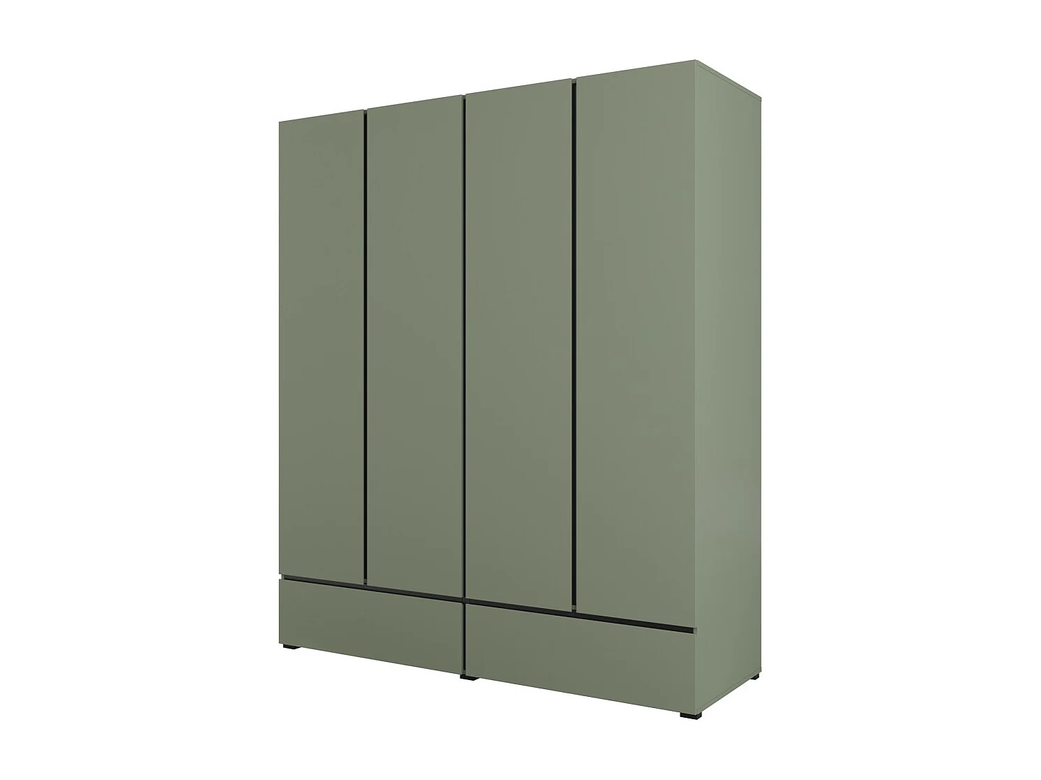 Armoire HAVANA 180 cm – 4 portes + 2 tiroirs – Coloris vert sauge et noir – Design moderne et grande capacité