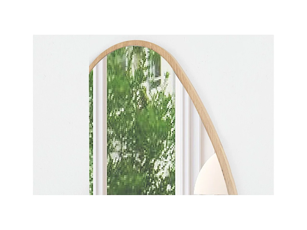 Espejo asimétrico NARA – 50x80 cm – Acabado en roble envejecido – MDF con decoración de madera – Estilo orgánico y de moda