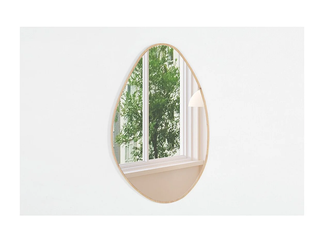 Miroir asymétrique NARA – 50x80 cm – Finition chêne vieilli – MDF décor bois – Style organique et tendance