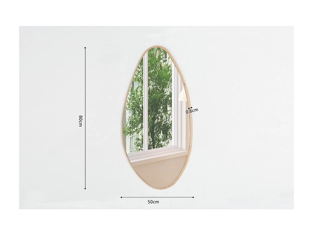 Miroir asymétrique NARA – 50x80 cm – Finition chêne vieilli – MDF décor bois – Style organique et tendance