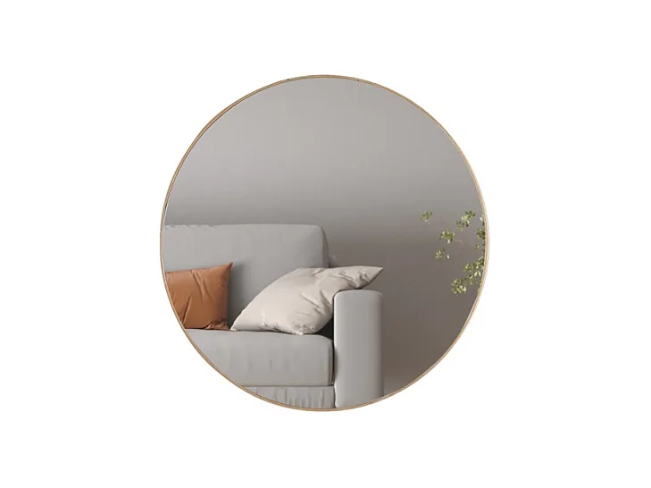 Espelho redondo RIO – Ø80 cm – Acabamento em carvalho envelhecido – MDF com decoração de madeira – Design natural e moderno