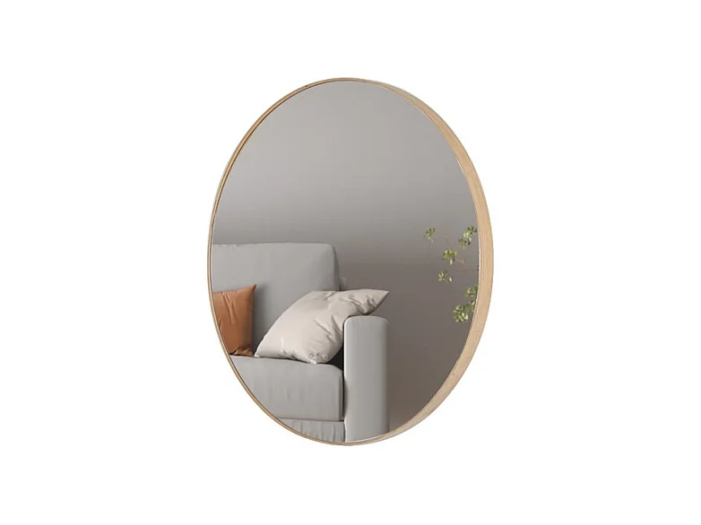 Espejo redondo RIO – Ø80 cm – Acabado en roble envejecido – MDF con decoración de madera – Diseño natural y de tendencia