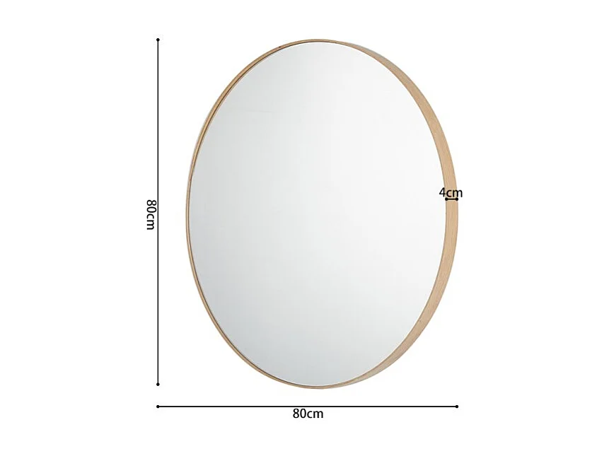 Espejo redondo RIO – Ø80 cm – Acabado en roble envejecido – MDF con decoración de madera – Diseño natural y de tendencia