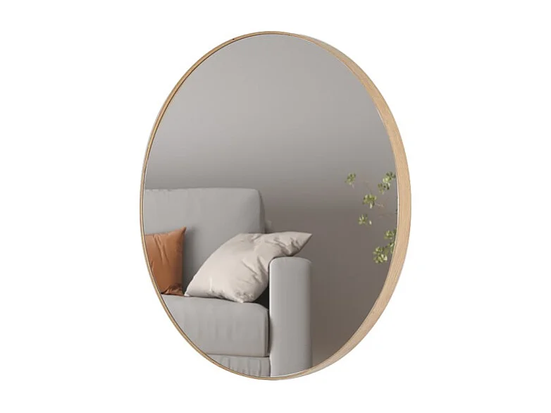 Miroir rond RIO – Ø80 cm – Finition chêne vieilli – MDF décor bois – Design naturel et tendance