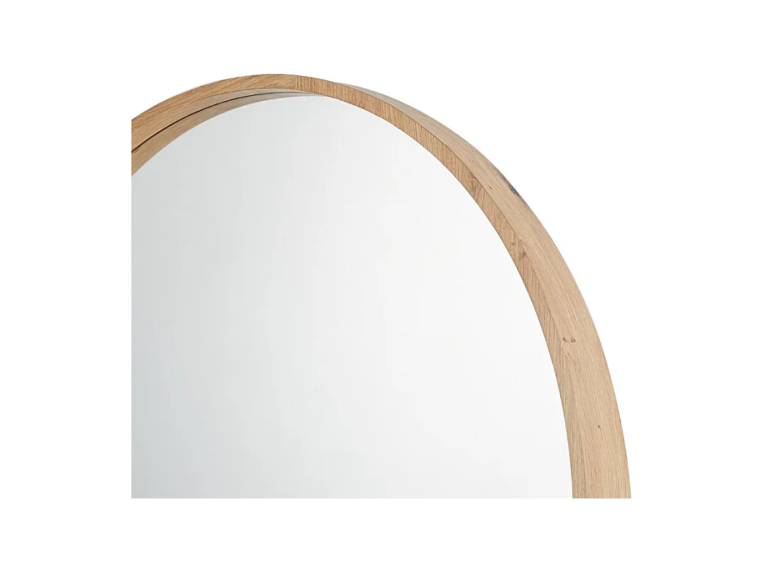 Miroir rond RIO avec bord – Ø80 cm – Finition chêne vieilli – Cadre épais – Design naturel et moderne