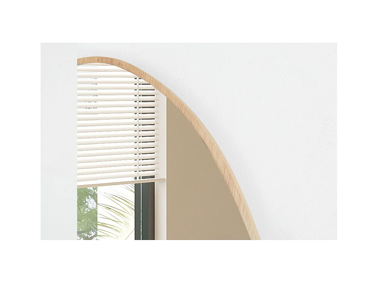 Espelho assimétrico NARA – 60x80 cm – Acabamento em carvalho envelhecido – MDF com decoração de madeira – Design orgânico