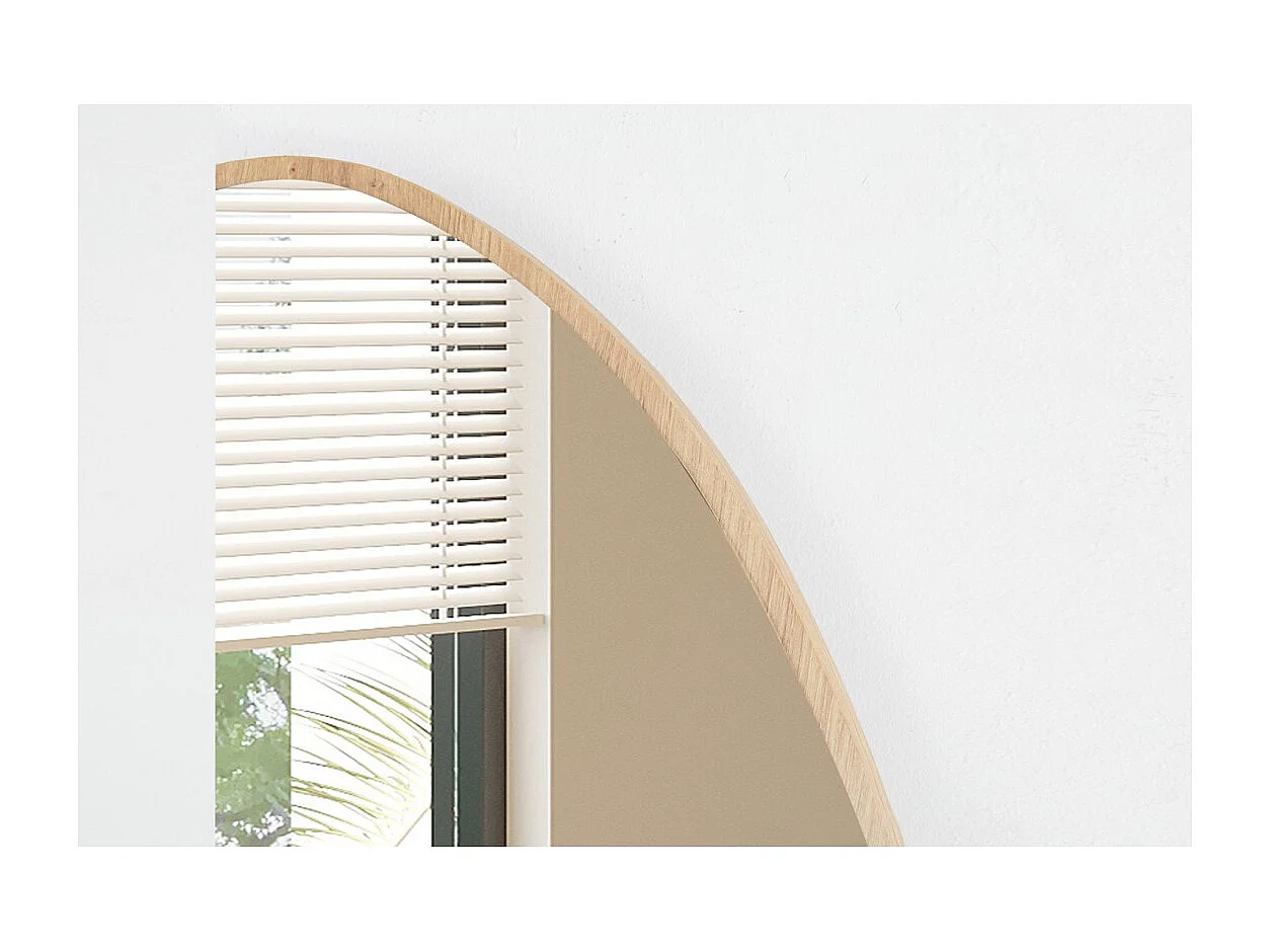 Espejo asimétrico NARA – 60x80 cm – Acabado en roble envejecido – MDF con decoración de madera – Diseño orgánico