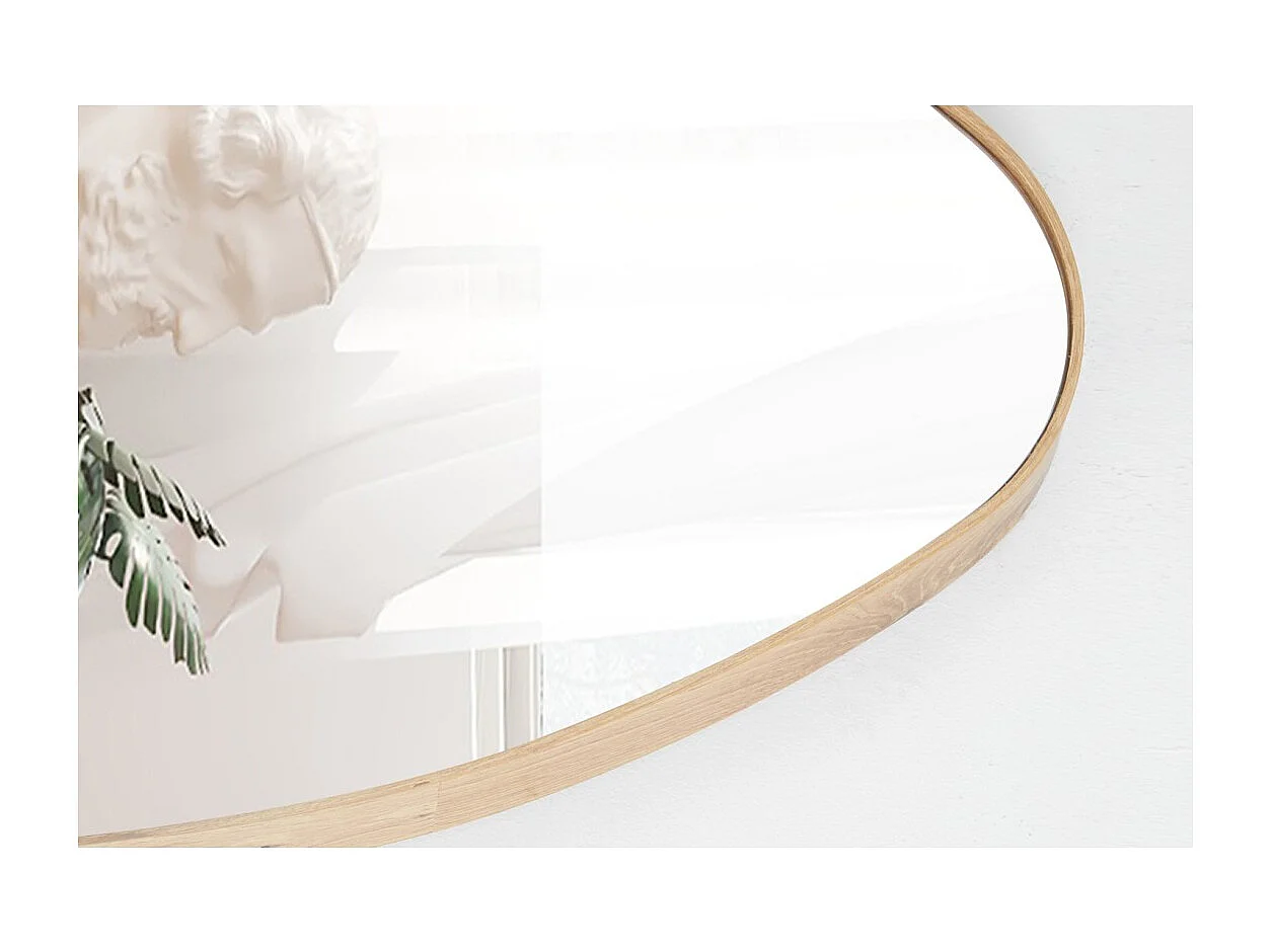 Espelho assimétrico NARA – 50x80 cm – Acabamento em carvalho envelhecido – MDF com decoração de madeira – Design orgânico e moderno