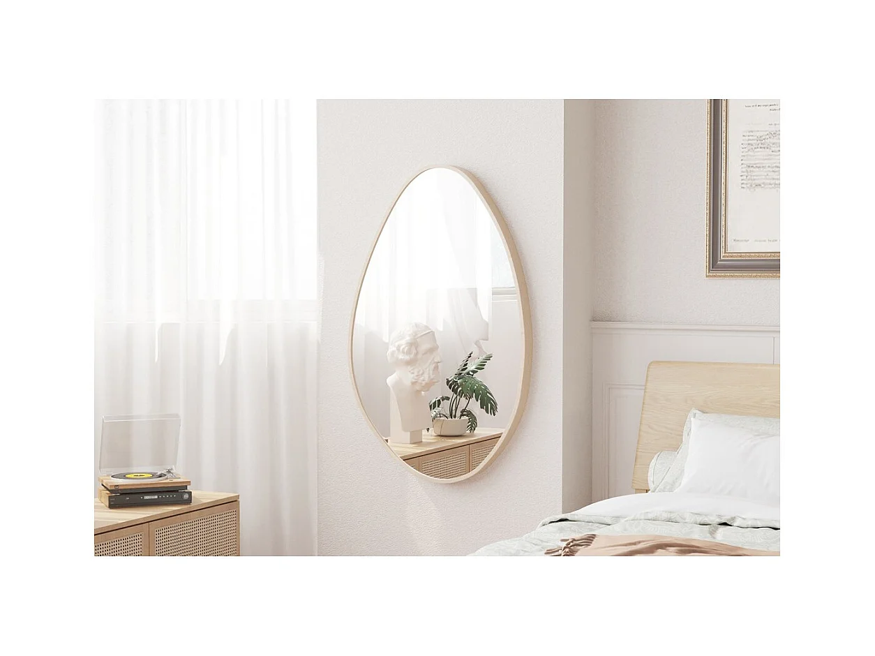 Espejo asimétrico NARA – 50x80 cm – Acabado en roble envejecido – MDF decorativo de madera – Diseño orgánico y moderno