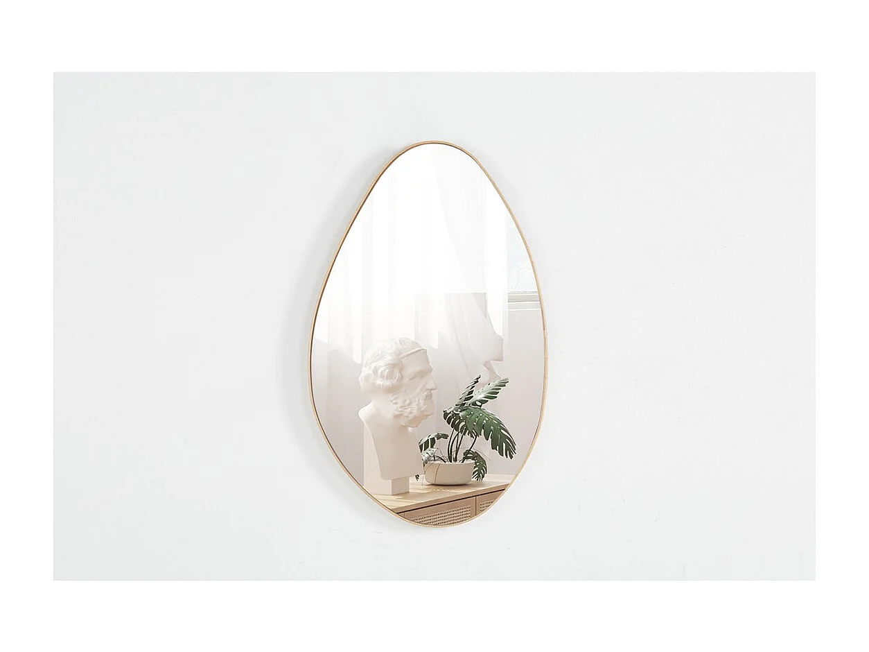 Miroir asymétrique NARA – 50x80 cm – Finition chêne vieilli – MDF décor bois – Design organique et moderne