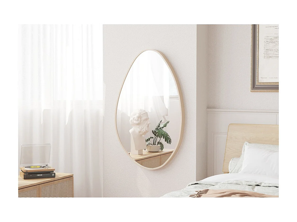 Miroir asymétrique NARA – 50x80 cm – Finition chêne vieilli – MDF décor bois – Design organique et moderne