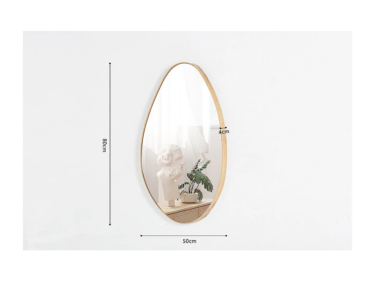 Miroir asymétrique NARA – 50x80 cm – Finition chêne vieilli – MDF décor bois – Design organique et moderne