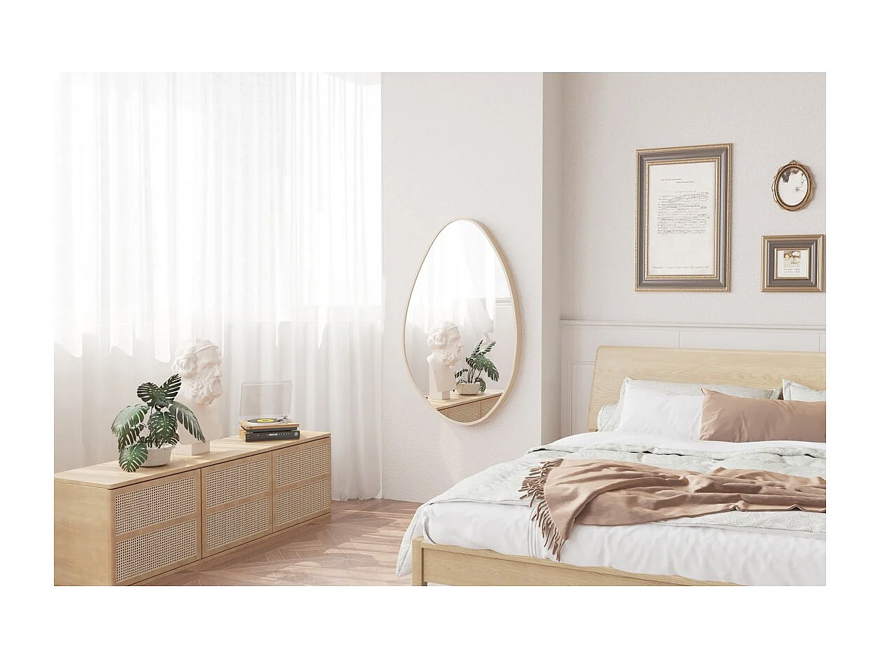 Miroir asymétrique NARA – 50x80 cm – Finition chêne vieilli – MDF décor bois – Design organique et moderne
