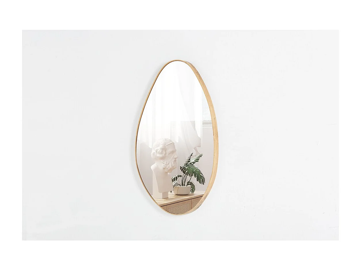 Miroir asymétrique NARA – 50x80 cm – Finition chêne vieilli – MDF décor bois – Design organique et moderne