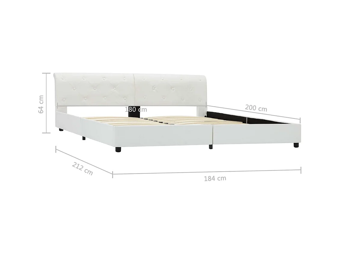 Bettgestell Weiß Kunstleder 180×200 cm