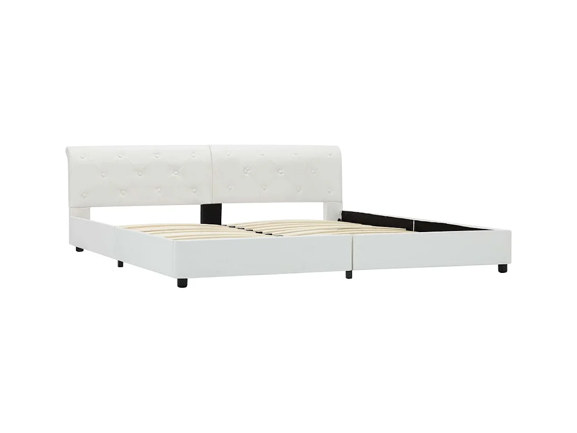 Bettgestell Weiß Kunstleder 180×200 cm