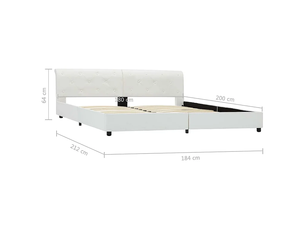 Bedframe kunstleer wit 180x200 cm