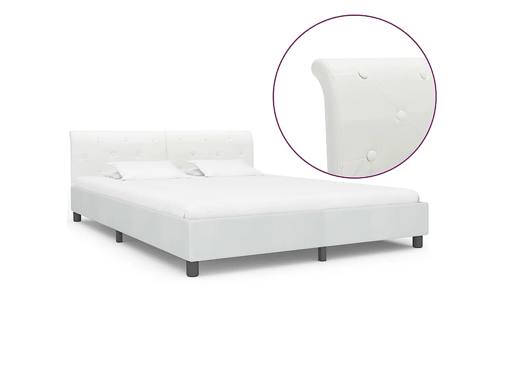Cadre de lit Blanc Similicuir 180 x 200 cm