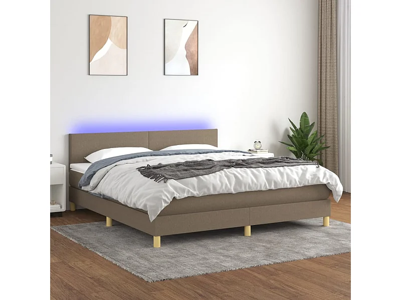 Boxspringbett mit Matratze & LED Taupe 180x200 cm Stoff